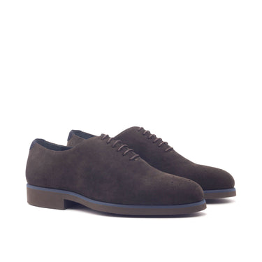 DapperFam Giuliano in Dark Brown / Navy Men's Lux Suede Whole Cut in Dark Brown / Navy