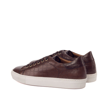 DapperFam Rivale in Dark Brown Men's Italian Croco Embossed Leather Trainer