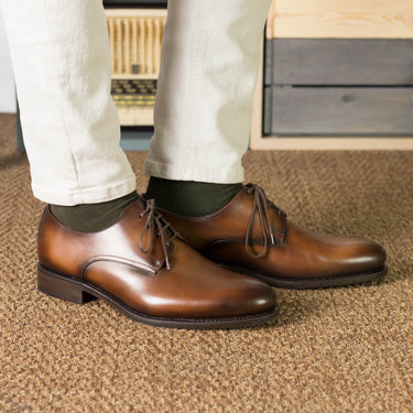 DapperFam Vero in Brown Men's Italian Leather Derby
