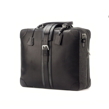DapperFam Luxe Men's Travel Tote in Flannel Dark Grey Flannel