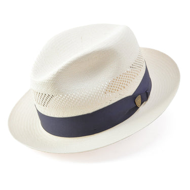 Dobbs Center Dent (Vented) Vented Shantung Straw Fedora in #color_