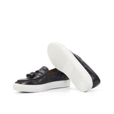 DapperFam King in Black Men's Italian Croco Embossed Leather Belgian Sneaker