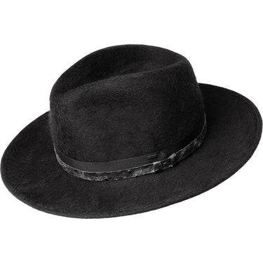 Bailey Croft Beaver Finish Wool Wide Brim Fedora in Black
