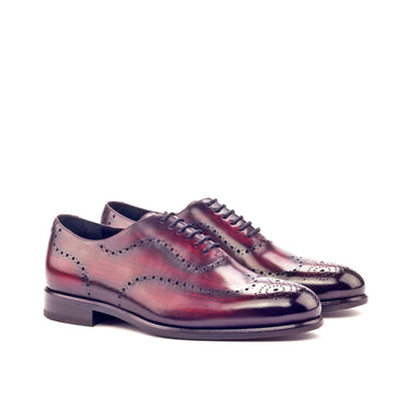 DapperFam Giuliano in Burgundy Men's Hand-Painted Patina Whole Cut in Burgundy