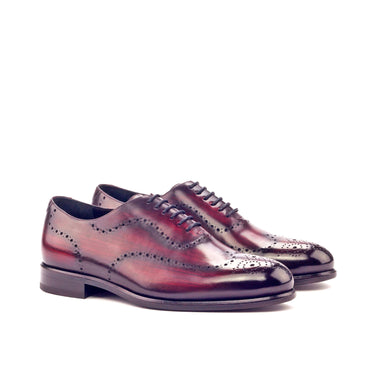 DapperFam Giuliano in Burgundy Men's Hand-Painted Patina Whole Cut in Burgundy #color_ Burgundy