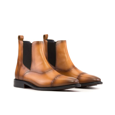 DapperFam Vesuvio in Cognac Men's Italian Leather Chelsea Multi Boot in Cognac