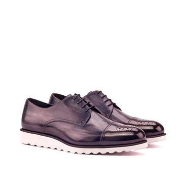 DapperFam Vero in Grey / Burgundy Camo Men's Hand-Painted Patina Derby in Grey / Burgundy Camo