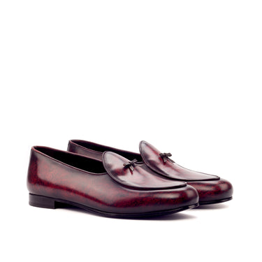 DapperFam Marcello in Brown / Burgundy Men's Hand-Painted Patina Belgian Slipper in Brown / Burgundy