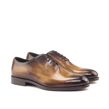 DapperFam Giuliano in Cognac Men's Hand-Painted Patina Whole Cut in Cognac