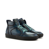 DapperFam Dante in Navy Men's Italian Leather High Top in Navy