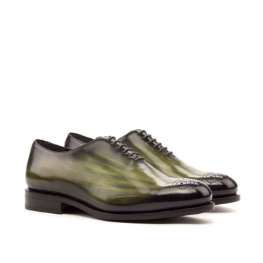 DapperFam Giuliano in Khaki / Burgundy Men's Hand-Painted Patina Whole Cut in Khaki / Burgundy