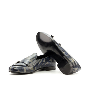 DapperFam Rialto in Denim Men's Hand-Painted Patina Monk Slipper