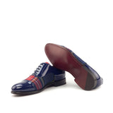 DapperFam Rafael in Tartan / Cobalt Blue Men's Sartorial & Italian Patent Leather Oxford