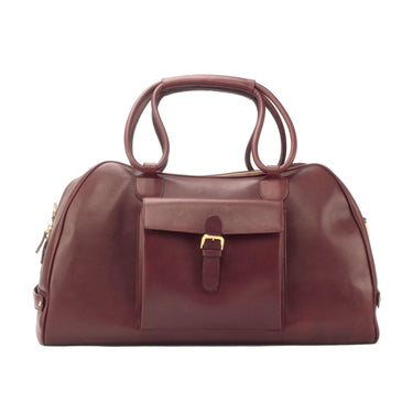 DapperFam Luxe Men's Travel Duffle in Burgundy Painted Calf
