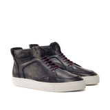 DapperFam Dante in Dark Grey Men's Hand-Painted Italian Leather High Top