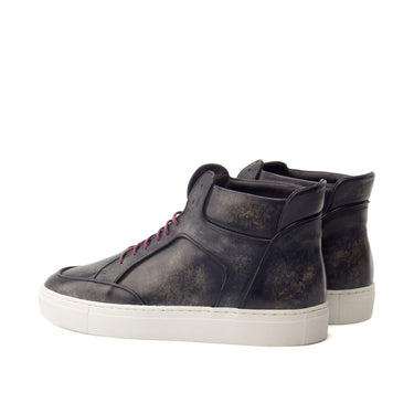 DapperFam Dante in Dark Grey Men's Hand-Painted Italian Leather High Top