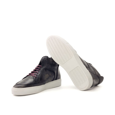 DapperFam Dante in Dark Grey Men's Hand-Painted Italian Leather High Top