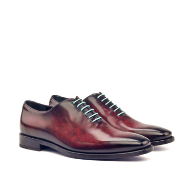 DapperFam Giuliano in Burgundy / Grey Men's Hand-Painted Patina Whole Cut in Burgundy / Grey #color_ Burgundy / Grey