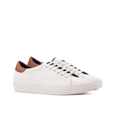 DapperFam Rivale in White / Brown Men's Italian Leather Trainer in White / Brown