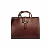 DapperFam Luxe Men's Brief Case in Burgundy Painted Calf