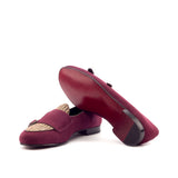 DapperFam Rialto in Wine / Tweed / Dark Brown Men's Suede & Sartorial & Italian Leather Monk Slipper