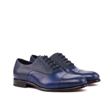 DapperFam Rafael in Navy Men's Italian Leather & Italian Full Grain Leather Oxford in Navy