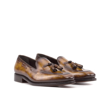 DapperFam Luciano in Cognac Men's Hand-Painted Patina Loafer in Cognac