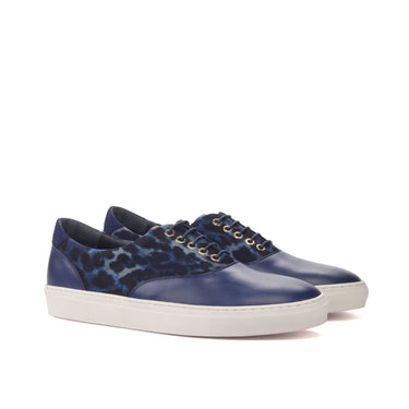 DapperFam Riccardo in Leopard / Navy Men's Sartorial & Italian Suede Top Sider in Leopard / Navy