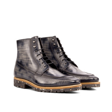 DapperFam Ryker in Grey Men's Hand-Painted Patina Moc Boot in Grey