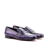DapperFam Enzo in Purple Men's Hand-Painted Patina Slipper in Purple