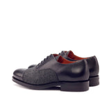 DapperFam Rafael in Dark Grey / Black Men's Flannel & Italian Full Grain Leather Oxford