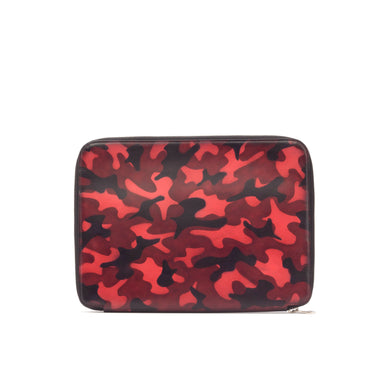 DapperFam Luxe Men's Documents Holder in Burgundy Camo Patina