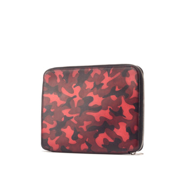 DapperFam Luxe Men's Documents Holder in Burgundy Camo Patina