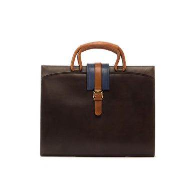 DapperFam Luxe Men's Brief Case in Cognac Painted Calf