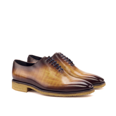 DapperFam Giuliano in Cognac / Burgundy Men's Hand-Painted Patina Whole Cut in Cognac / Burgundy