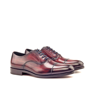 DapperFam Rafael in Burgundy / Denim Men's Hand-Painted Patina Oxford in Burgundy / Denim