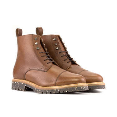 DapperFam Garrison in Med Brown Men's Italian Full Grain Leather Jumper Boot in Med Brown