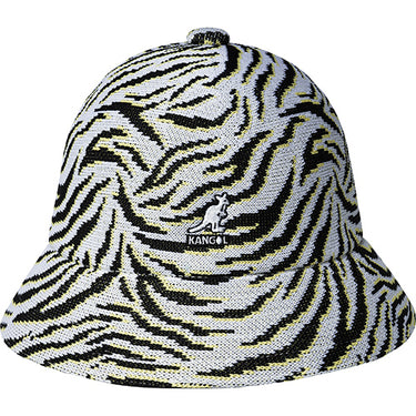 Kangol Carnival Casual Patterned Jacquard Bucket Hat in White Zebra #color_ White Zebra