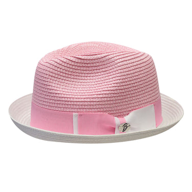 Bently Enzo Snap Brim Fedora in Pink White #color_ Pink White