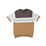 Arturo Terrace in Sandstone Men's Block Knit Short Sleeve Crewneck Shirt in 3XL