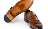 Paul Parkman Men's Kiltie Monkstrap Leather Shoes in Brown