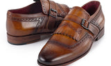 Paul Parkman Men's Kiltie Monkstrap Leather Shoes in Brown