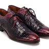 Paul Parkman Men's Black & Purple Crocodile Textured Leather Derby Shoes (ID#1438BPR)