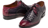 Paul Parkman Men's Black & Purple Crocodile Textured Leather Derby Shoes (ID#1438BPR) — view 2