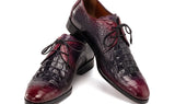 Paul Parkman Men's Black & Purple Crocodile Textured Leather Derby Shoes (ID#1438BPR) — view 4