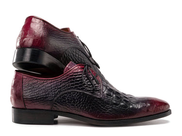 Paul Parkman Men's Black & Purple Crocodile Textured Leather Derby Shoes (ID#1438BPR) — view 5