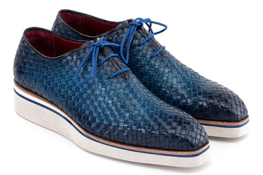 Paul Parkman Men's Woven Leather Smart Casual Shoes in Blue