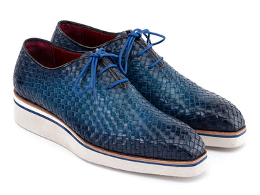 Paul Parkman Men's Woven Leather Smart Casual Shoes in Blue