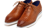 Paul Parkman Men's Woven Leather Smart Casual Shoes Camel Brown (ID#182-WVN-CML) — view 2