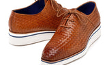Paul Parkman Men's Woven Leather Smart Casual Shoes Camel Brown (ID#182-WVN-CML) — view 3